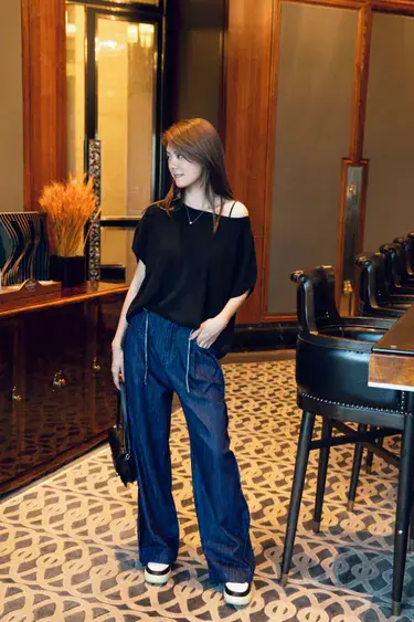 Crystal Waist Strap Double Seam Straight Leg Jeans_JE2510L12