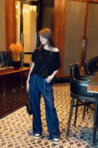 Crystal Waist Strap Double Seam Straight Leg Jeans_JE2510L12